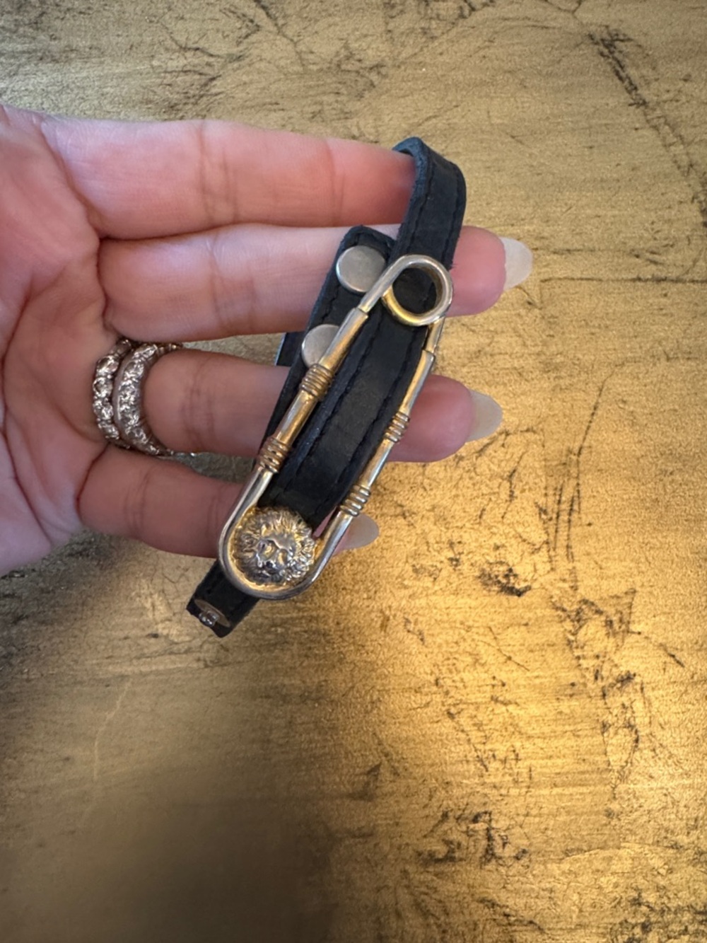 Versace Black Leather Double-Wrap Bracelet with Gold-Tone Hardware